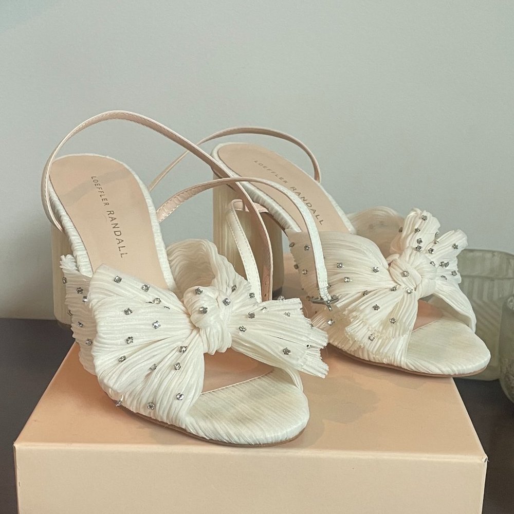 Loeffler Randall Camellia Pearl Rhinestone Bow Heel